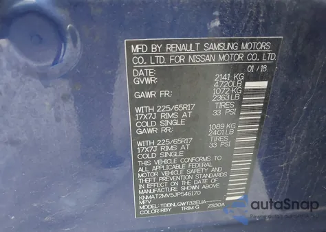 2018 Nissan Rogue Sv from USA, damaged, VIN KNMAT2MV5JP546170